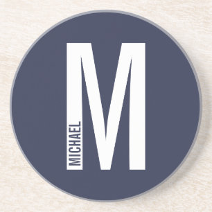 Modern Personalized Bold Monogram and Name Coaster