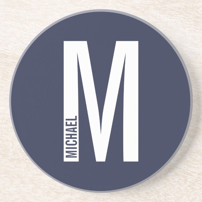 Modern Personalized Bold Monogram and Name Coaster (Front)