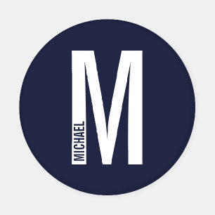 Modern Personalized Bold Monogram and Name Coaster Set