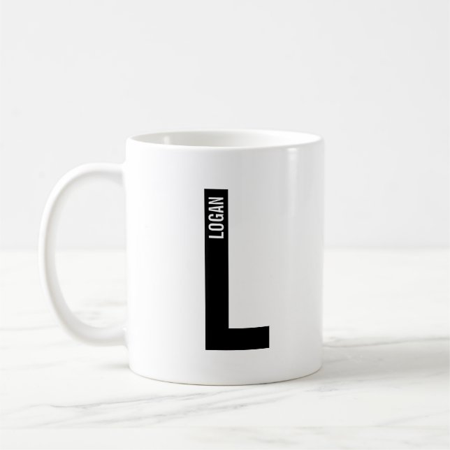 Modern Personalized Bold Monogram and Name Coffee Mug (Left)