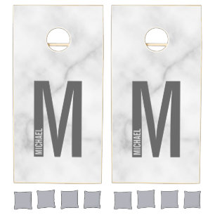 Modern Personalized Bold Monogram and Name Cornhole Set