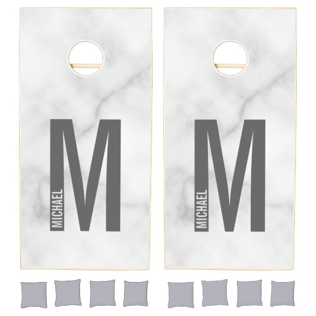 Modern Personalized Bold Monogram and Name Cornhole Set (Set)