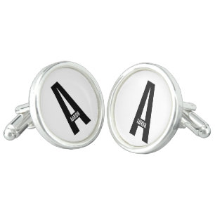 Modern Personalized Bold Monogram and Name Cufflinks