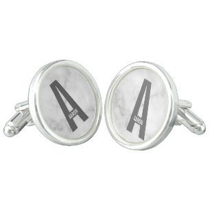 Modern Personalized Bold Monogram and Name Cufflinks