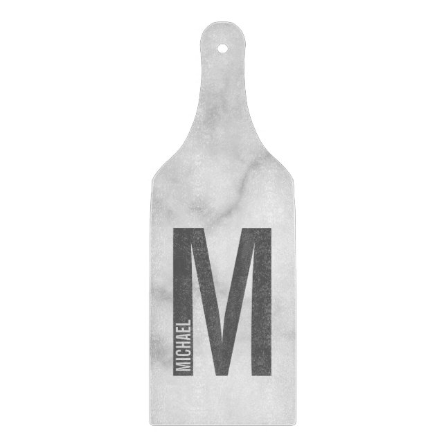 Modern Personalized Bold Monogram and Name Cutting Board (Front)