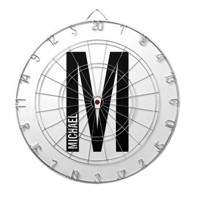 Modern Personalized Bold Monogram and Name Dart Board (Front)