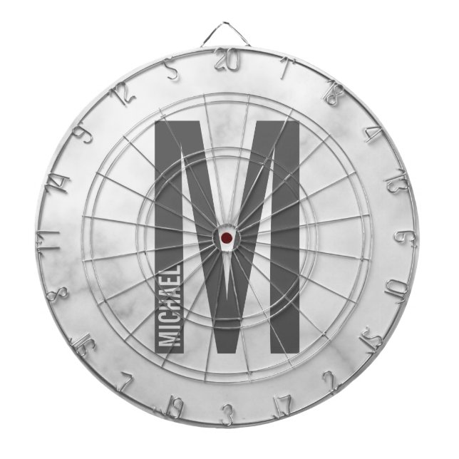 Modern Personalized Bold Monogram and Name Dart Board (Front)