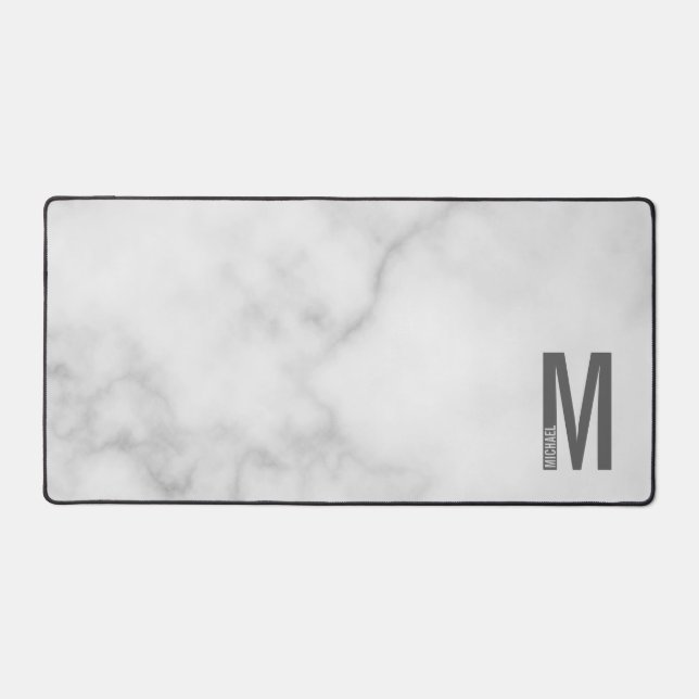 Modern Personalized Bold Monogram and Name Desk Mat (Front)