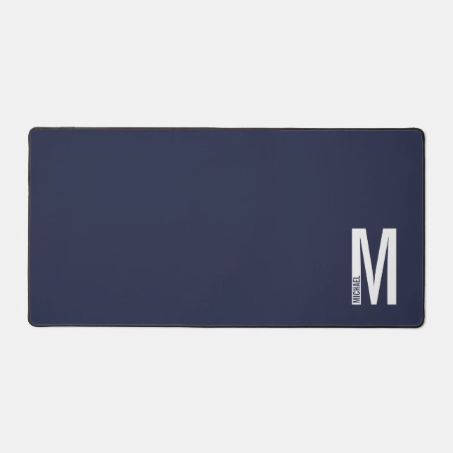 Modern Personalized Bold Monogram and Name Desk Mat (Front)