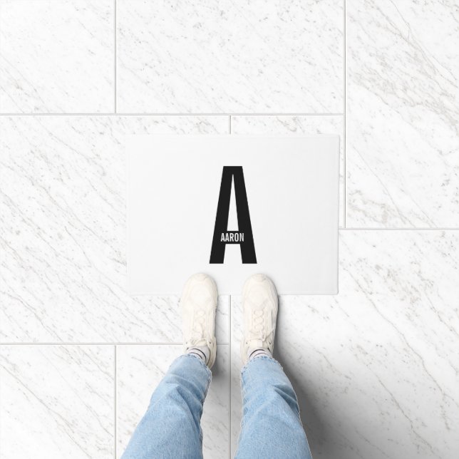 Modern Personalized Bold Monogram and Name Doormat (Indoor)