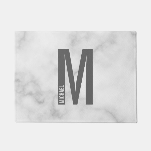 Modern Personalized Bold Monogram and Name Doormat (Front)