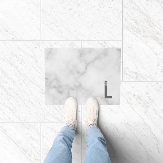 Modern Personalized Bold Monogram and Name Doormat (Indoor)