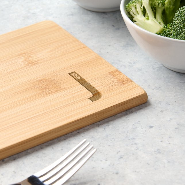 Modern Personalized Bold Monogram and Name Engraved Cutting Board (Kitchen)