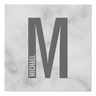 Modern Personalized Bold Monogram and Name Faux Canvas Print