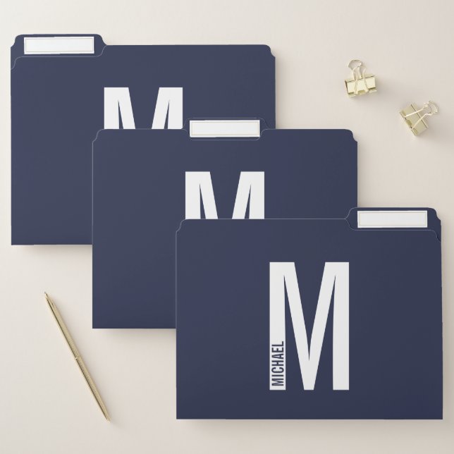 Modern Personalized Bold Monogram and Name File Folder (Set)