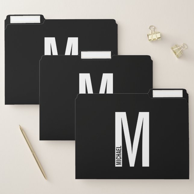 Modern Personalized Bold Monogram and Name File Folder (Set)