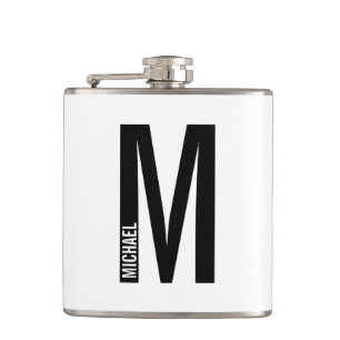 Modern Personalized Bold Monogram and Name Flask