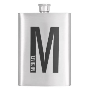 Modern Personalized Bold Monogram and Name Flask