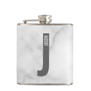 Modern Personalized Bold Monogram and Name Flask