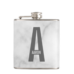 Modern Personalized Bold Monogram and Name Flask