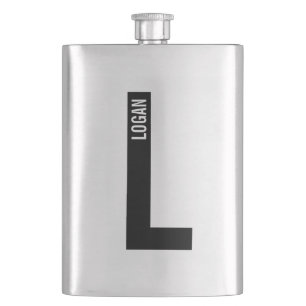 Modern Personalized Bold Monogram and Name Flask