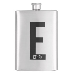 Modern Personalized Bold Monogram and Name Flask