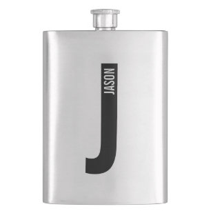 Modern Personalized Bold Monogram and Name Flask