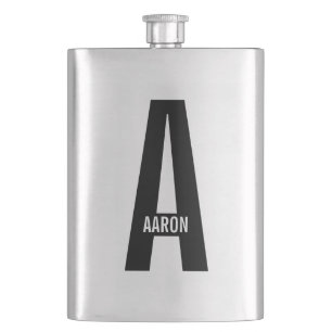 Modern Personalized Bold Monogram and Name Flask