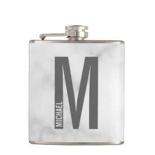 Modern Personalized Bold Monogram and Name Flask