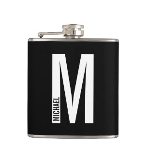 Modern Personalized Bold Monogram and Name Flask