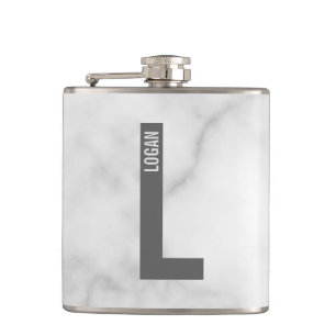 Modern Personalized Bold Monogram and Name Flask