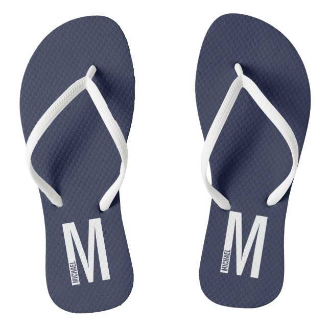 Modern Personalized Bold Monogram and Name Flip Flops (Footbed)