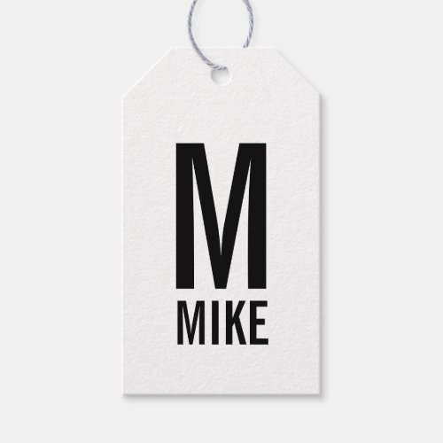 Modern Personalized Bold Monogram and Name Gift Tags