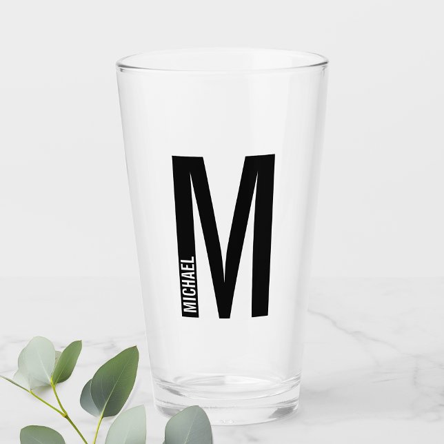 Modern Personalized Bold Monogram and Name Glass (Creator Uploaded)