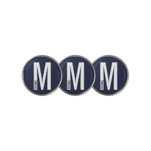 Modern Personalized Bold Monogram and Name Golf Ball Marker