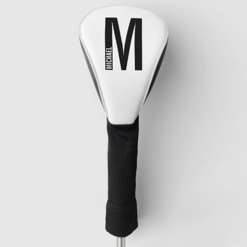 Modern Personalized Bold Monogram and Name Golf Head Cover