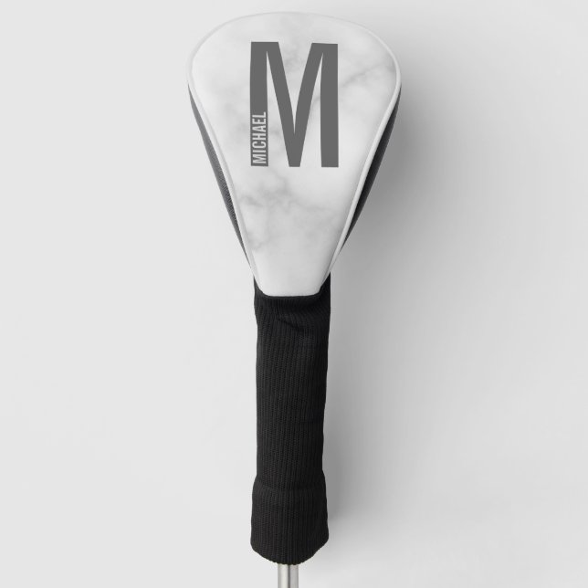 Modern Personalized Bold Monogram and Name Golf Head Cover (Front)