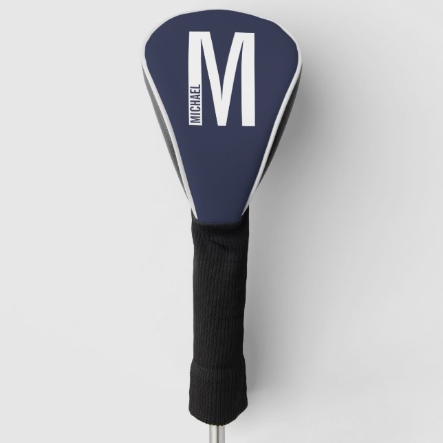 Modern Personalized Bold Monogram and Name Golf Head Cover (Front)
