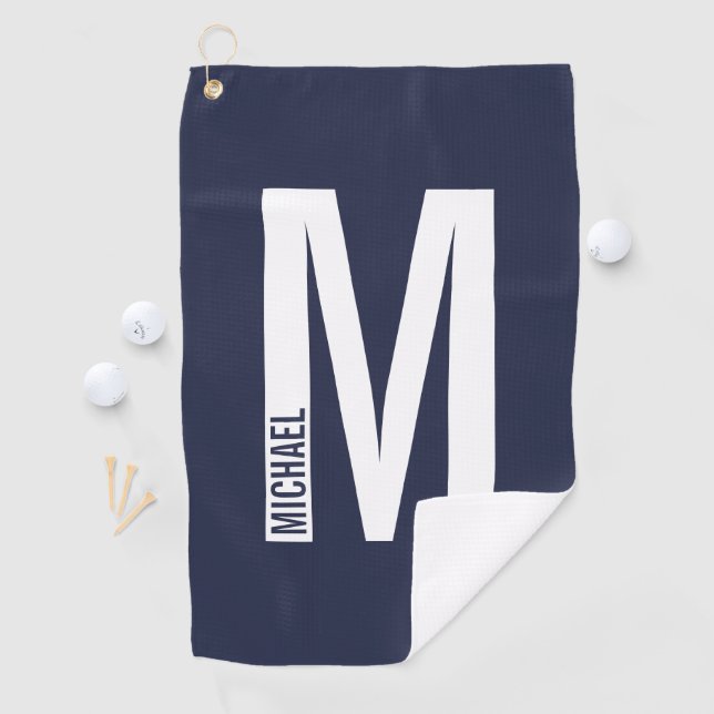 Modern Personalized Bold Monogram and Name Golf Towel (InSitu)