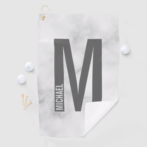 Modern Personalized Bold Monogram and Name Golf Towel