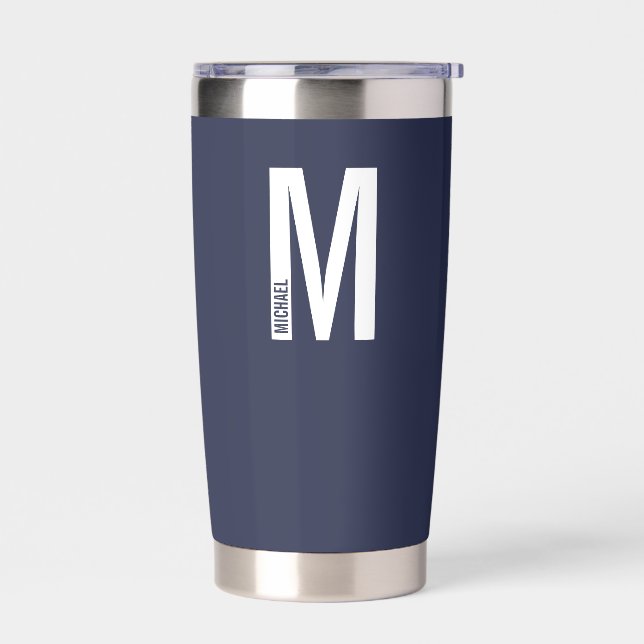Modern Personalized Bold Monogram and Name Insulated Tumbler (Left)