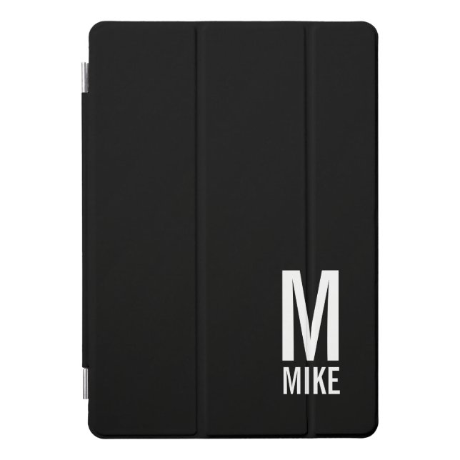 Modern Personalized Bold Monogram and Name iPad Pro Cover (Front)