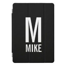 Modern Personalized Bold Monogram and Name iPad Pro Cover