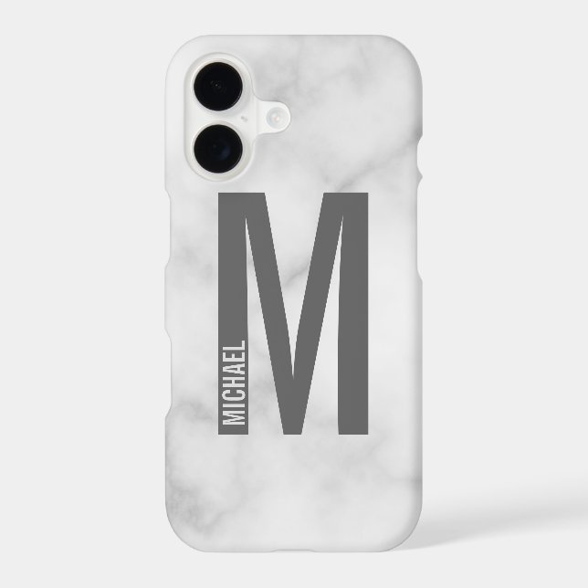 Modern Personalized Bold Monogram and Name iPhone Case (Back)