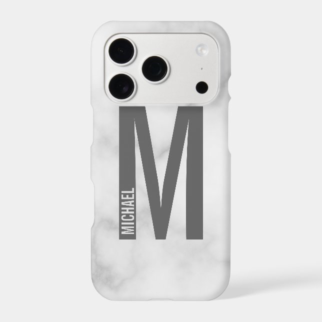 Modern Personalized Bold Monogram and Name Iphone Case (Back)