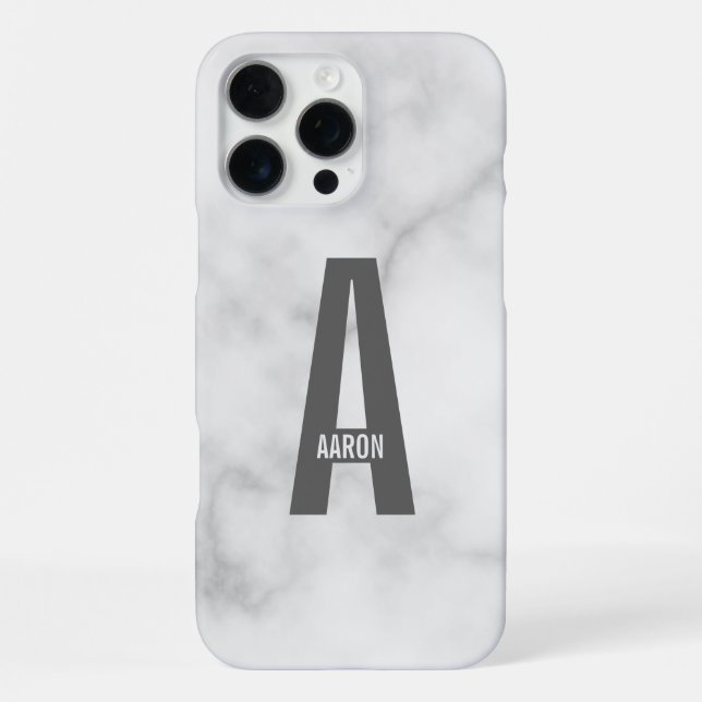 Modern Personalized Bold Monogram and Name iPhone Case (Back)
