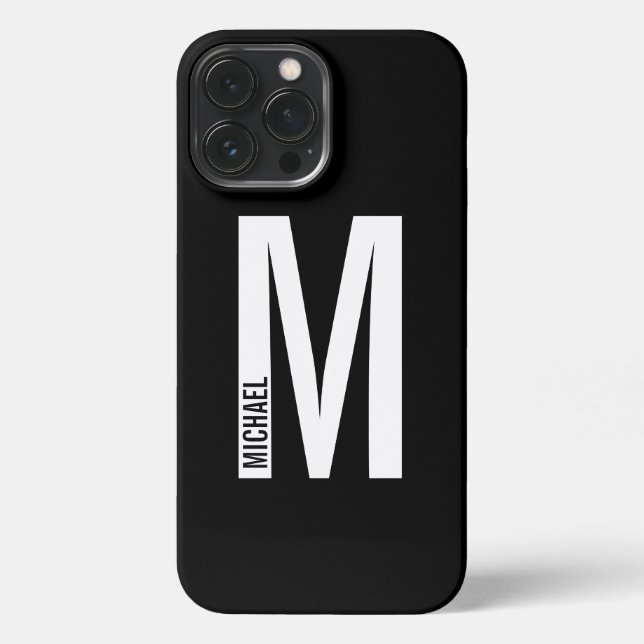 Modern Personalized Bold Monogram and Name iPhone  Case (Back)