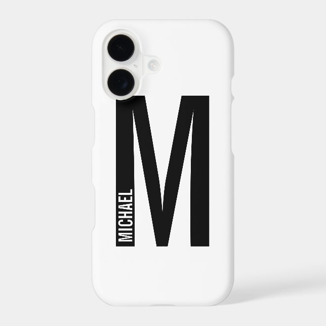 Modern Personalized Bold Monogram and Name Iphone Case (Back)