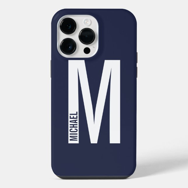 Modern Personalized Bold Monogram and Name Iphone Case (Back)
