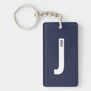 Modern Personalized Bold Monogram and Name Keychain